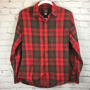 Men's J. Crew Red Flannel Button-up Small